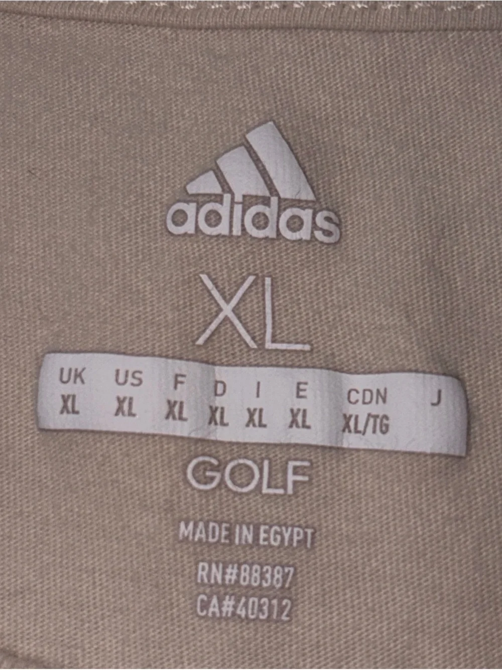 Adidas Men’s Golf Cotton Shirt Size Xl Cream Short Sleeve